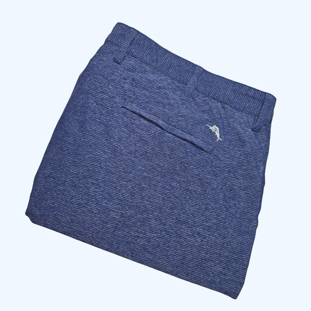 Tommy Bahama Chip Shot Shorts Mens 44 Navy Blue Heathered Golf Performance